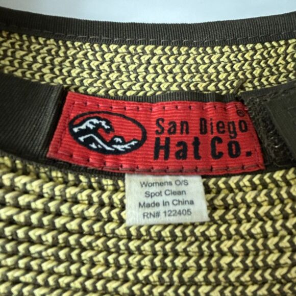 San Diego Hat Company Tan Ultrabraid Large Brim Visor with Brown Ribbon Trim - Picture 7 of 13